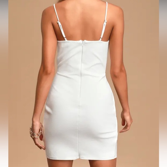 NWT Lulu’s Drinks On Me White Sleeveless Pleated Bodycon Dress - Picture 3 of 10